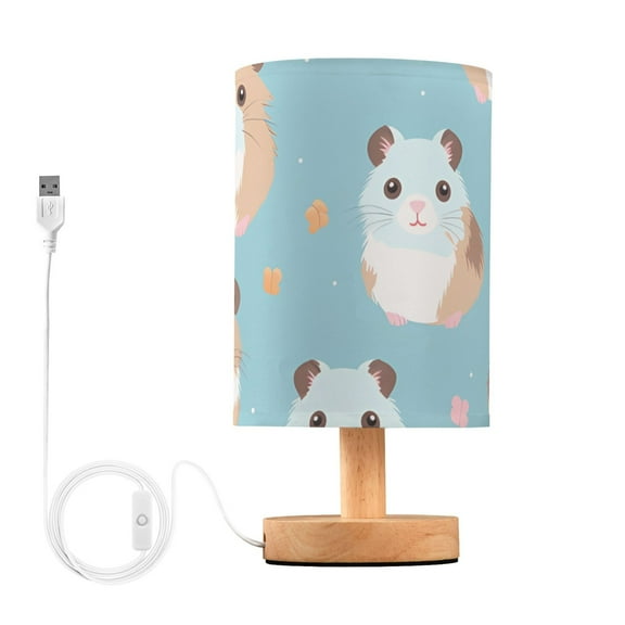 Rats Mouse Table Lamp USB Bedside Desk Nightstand Lamp Printed Gifts Small Lamp Wood Base for Bedroom Living Room Kids Room College Dorm