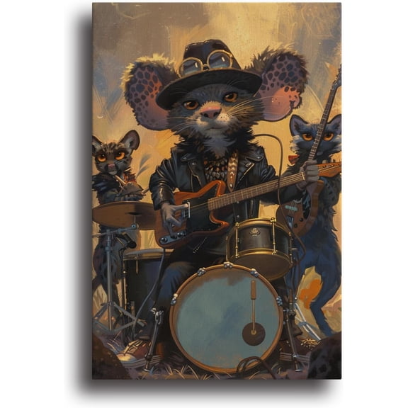 Rats play Canvas Print Wall Art Decor Poster Room Decor for Bedroom - 8x12 inch Unframed