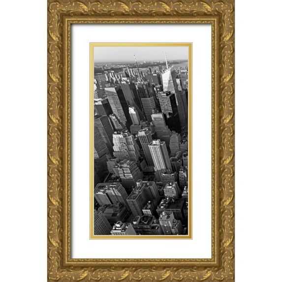 Ratsenskiy, Vadim 11x18 Gold Ornate Wood Framed with Double Matting Museum Art Print Titled - Skyscrapers in Manhattan I