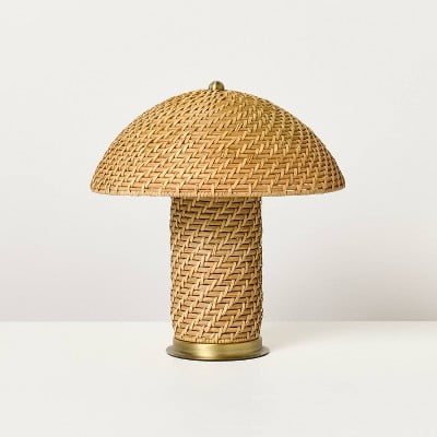 Rattan Accent Table Lamp (Includes LED Light Bulb) Brass/Brown
