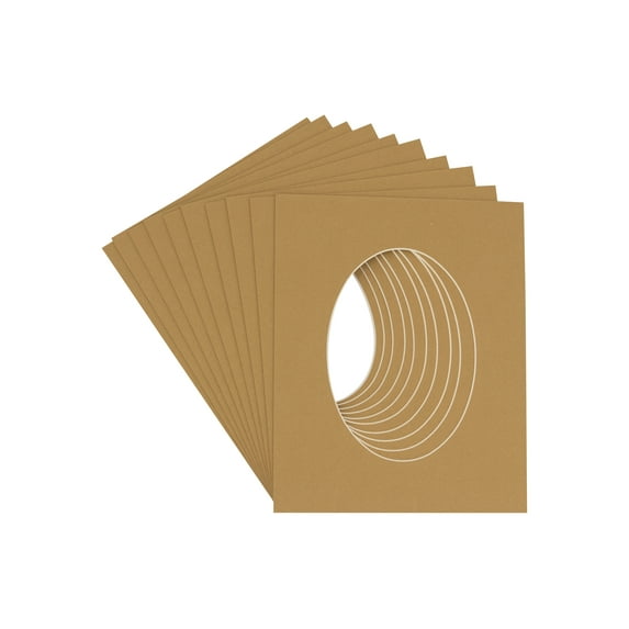 Rattan Acid Free 6x7.5 Oval Picture Frame Mat with White Core Bevel Cut for 3x5 Pictures - Fits