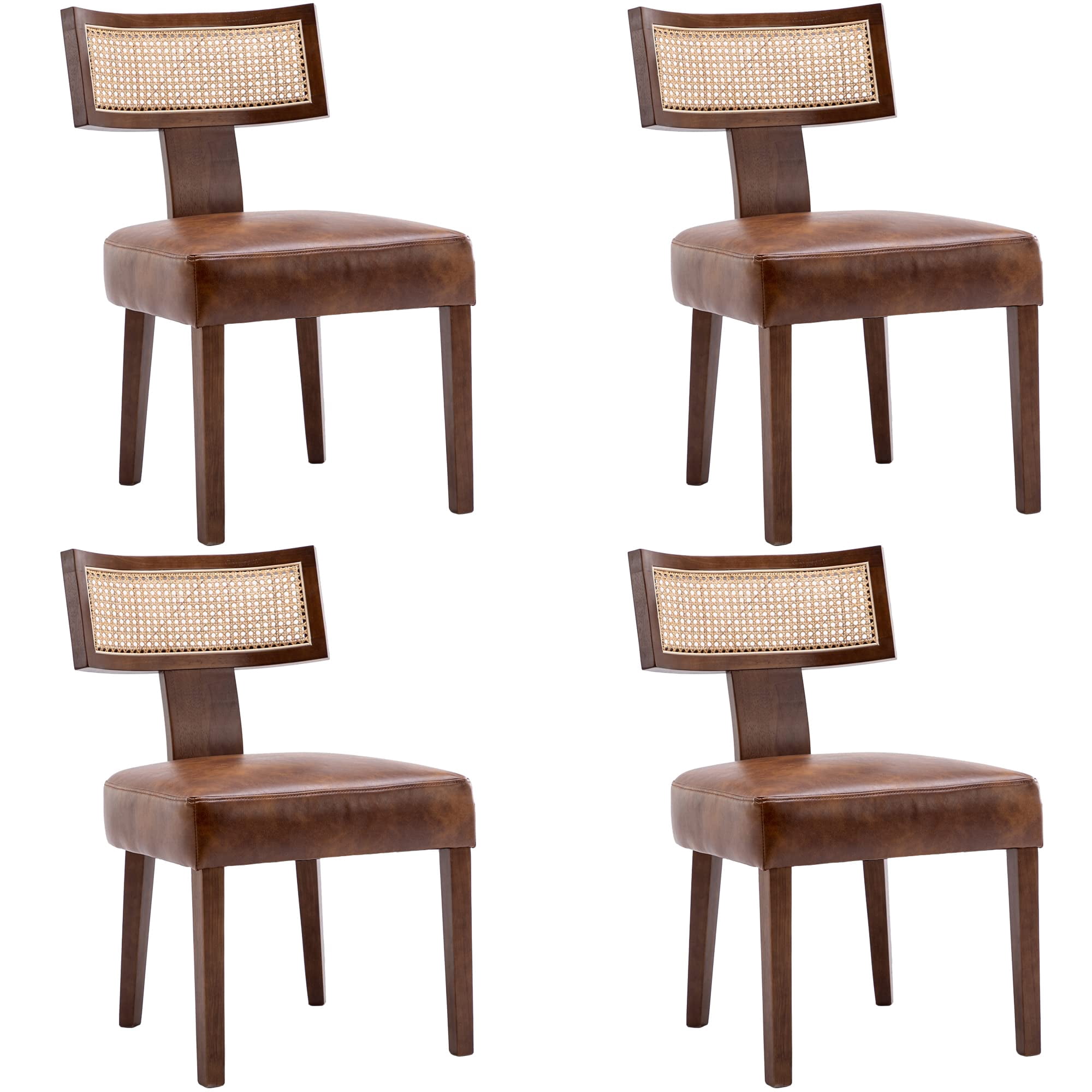 Rattan Back Dining Chairs Mid Century Modern Dining Chairs Set of 4 ...