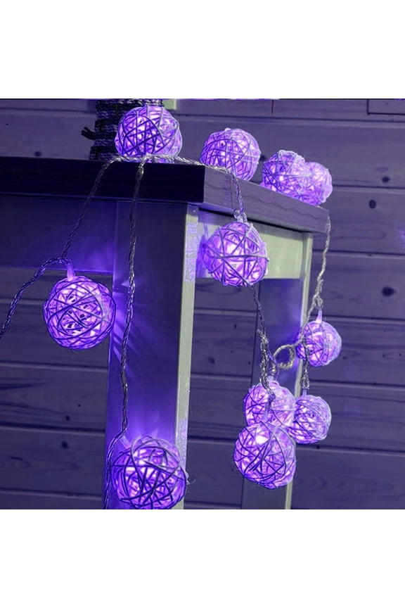 Rattan Ball String Lights, 2.2M 20LED Indoor Fairy Lights for Home Garden, Battery Operated