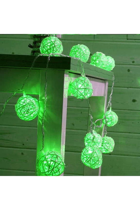 Rattan Ball String Lights, 2.2M 20LED Indoor Fairy Lights for Home Garden, Battery Operated