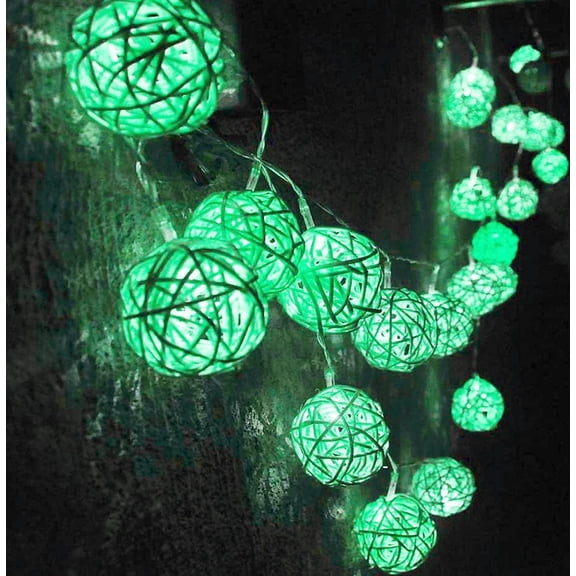 Rattan Ball String Lights, 3.2M 30LED Indoor String Lights Rattan Ball Fairy String Lights Globe Rattan Ball String Lights for Home Garden Battery Operated