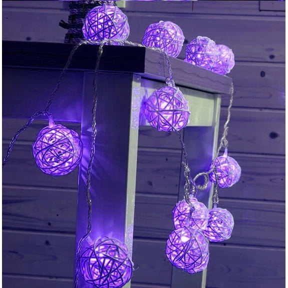 Rattan Ball String Lights, 3.2M 30LED Indoor String Lights Rattan Ball Fairy String Lights Globe Rattan Ball String Lights for Home Garden Battery Operated