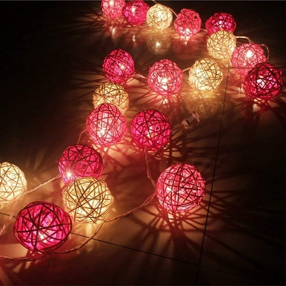 Rattan Ball String Lights, 3M 20LED Multicolor Indoor/Outdoor, LED, Waterproof, Battery Operated, String Light