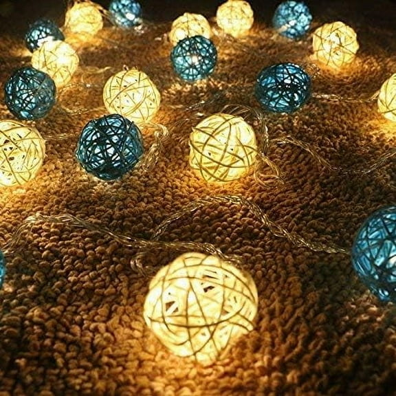 Rattan Ball String Lights, 3m/9.8ft,Battery Operated 20 LED String Lights, Indoor Fairy String Lights Decorative for Bedroom Party Wedding