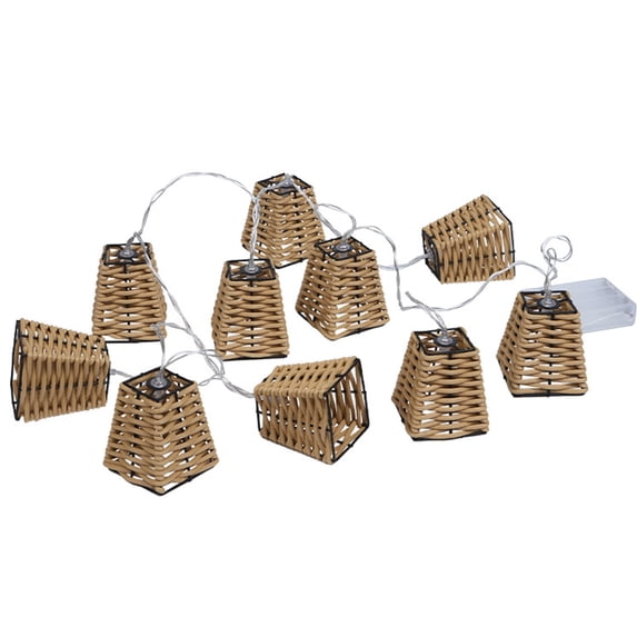 String Light Wicker Rattan Ball String Lights Decorative Lantern String Lights - 10 Lights ...