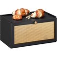 thumbnail image 1 of Rattan Bamboo Bread Box for Kitchen Counter Large Capacity Bread Storage Bin Farmhouse Bread Storage Container Rustic Bread Holder (Black), 1 of 16