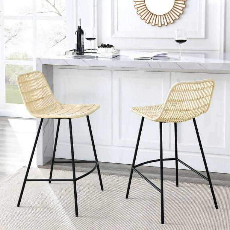Rattan Bar Stool Set of 2 Counter Stool Bar Stools Rattan Counter