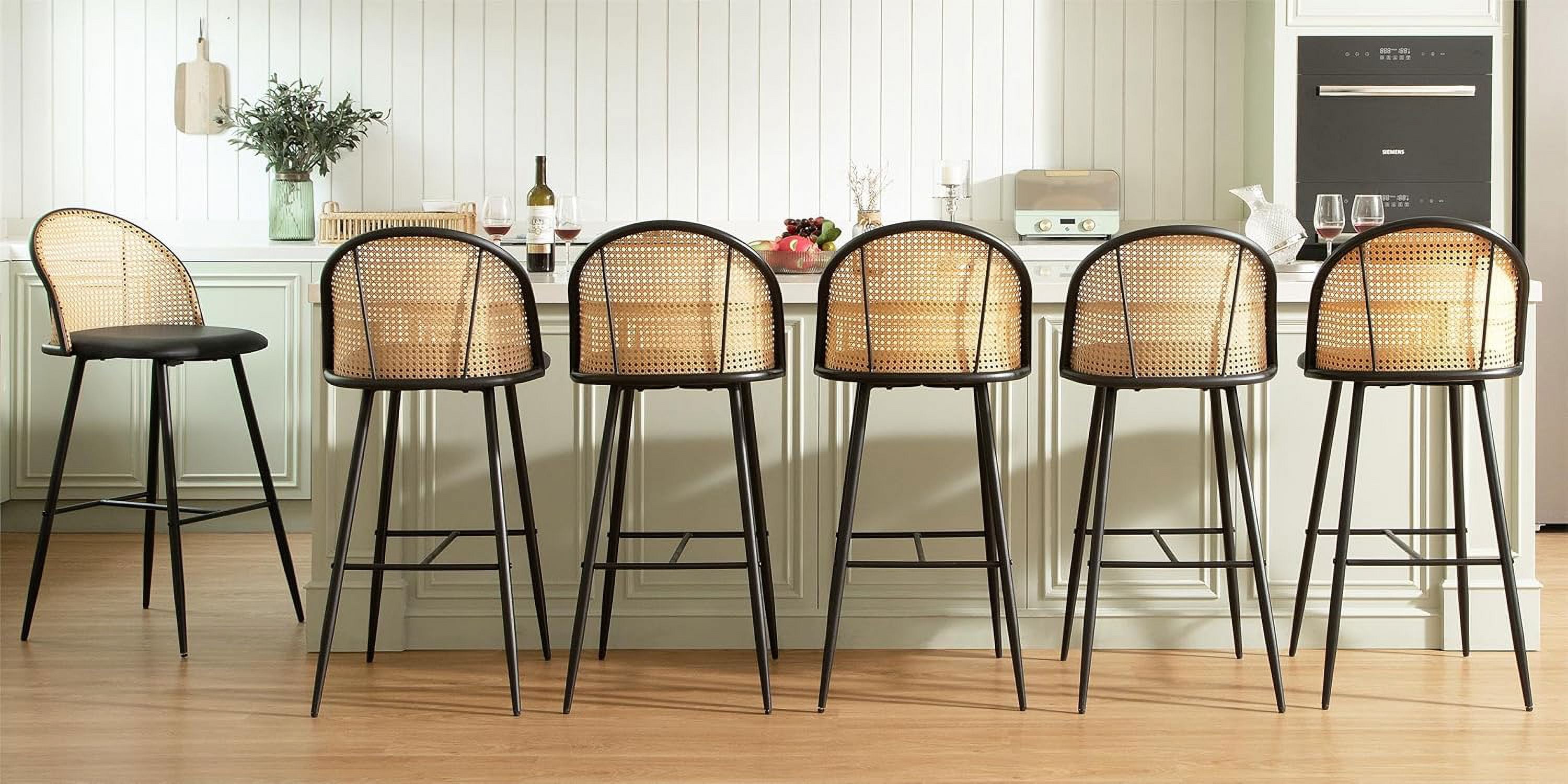 Rattan Bar Stools Set of 4, 29" Boho Counter Bar Height Stools - Modern ...