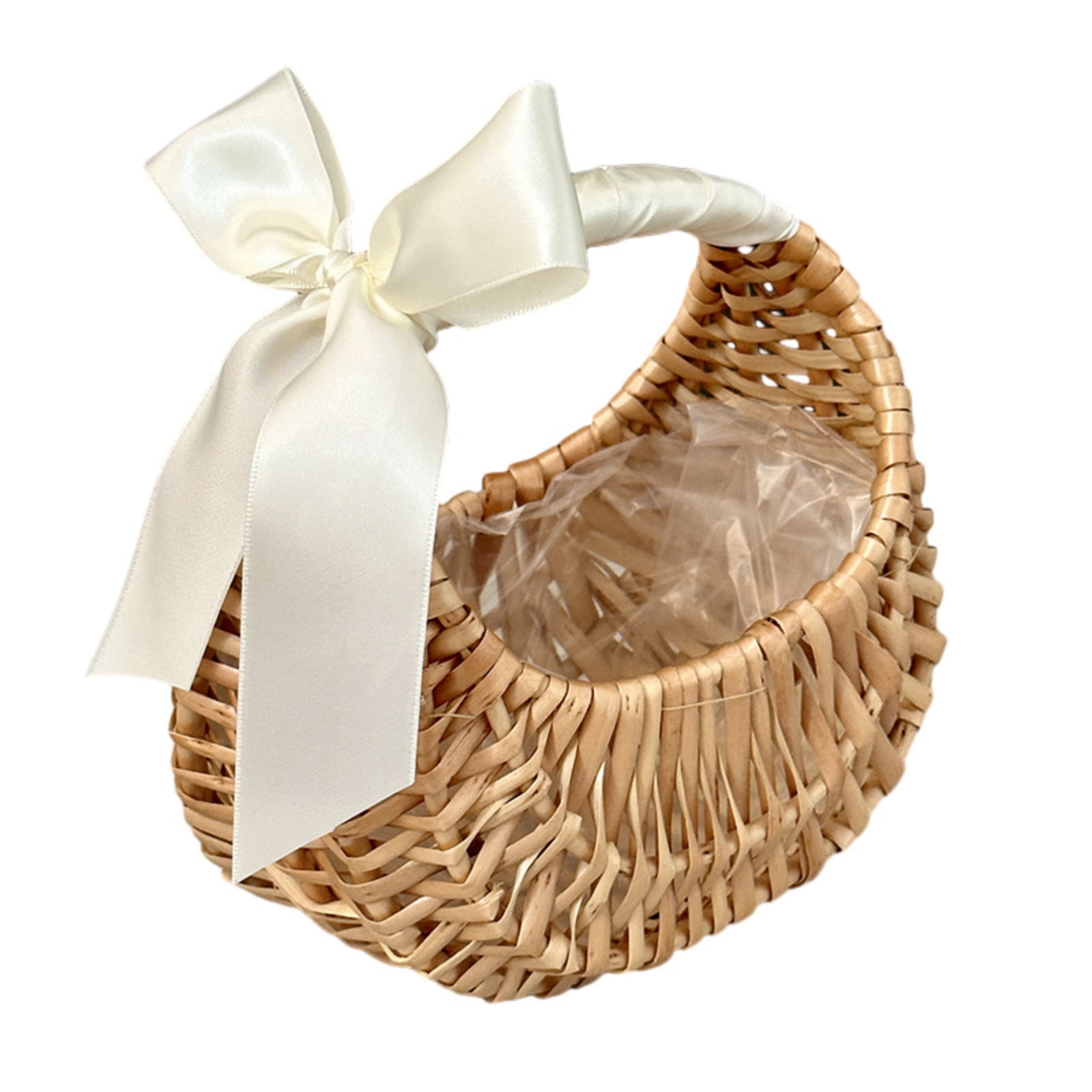 1PC Handmade Flower Arrangement Basket Half Moon Wicker Basket Woven Basket With Handle Wedding Flower Home Decoration