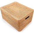thumbnail image 1 of Rattan Basket with Lid - 18" L x 13" W x 12" H, Rattan Storage Basket, Large Wicker Basket with Lid, Rattan Baskets for Storage, Wicker Storage Basket with Lids, and Rattan Box with Lid, 1 of 6