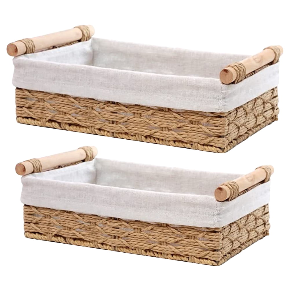 Rattan Baskets with Handles, Wicker Storage Baskets, Waterproof Home ...