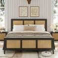 thumbnail image 1 of Rattan Bed Frame with Headboard, BlackBo hoCane Platform Bed Frame with Strong Metal Slat, Noise Free, No Box Spring Needed, 1 of 8