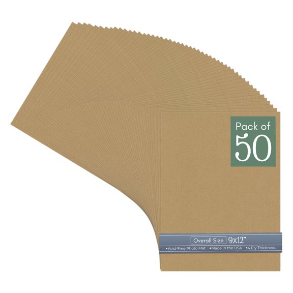 Rattan Beige 9x12 Uncut Art Mat Board - No Opening - 50 Mats