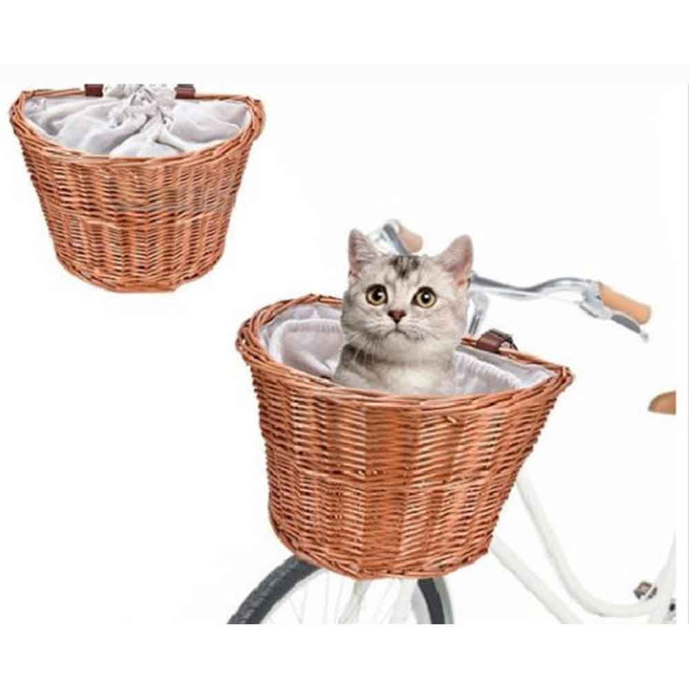 Bike Basket, Small Pets Cat Dog Folding Carrier, Removable Bicycle
