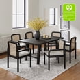 thumbnail image 1 of Tina's Home Rattan Black Dining Chairs Set of 6 Armchairs Wood Legs Removable Cushion Home Kitchen Restaurant, 1 of 8