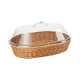 thumbnail image 1 of Plastic Rattan Bread Basket,13.4'' x 8.8'' Woven Imitation Rattan Fruit Basket,Wicker Bread Basket for Serving with Cover,Food Vegetable Display Storage Baskets for Kitchen Restaurant(Coffee), 1 of 9