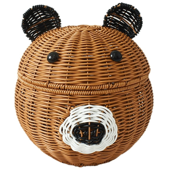 Rattan Bread Container Storage Bin with Lids Bear Box