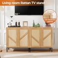 thumbnail image 1 of Rattan Buffet Cabinet with Storage, Sideboard with 2 Doors, Adjustable Shelf and Metal Base, Natural Wood Accent for Kitchen, Coffee Bar or Living Room, 1 of 6