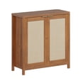 thumbnail image 1 of Rattan Buffet Storage Cabinet, Sideboard Kitchen Wood Cupboard Storage Cabinet with Adjustable Shelves, Entryway Table for Dining Living Room, 1 of 7