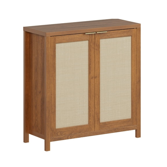 Rattan Buffet Storage Cabinet, Sideboard Kitchen Wood Cupboard Storage Cabinet with Adjustable Shelves, Entryway Table for Dining Living Room