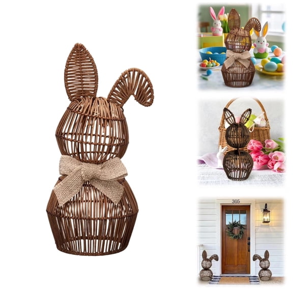 Rattan Bunny Easter Decor, Home Porch Outside Decoration, Garden Farmhouse Spring Decor (1 pcs)