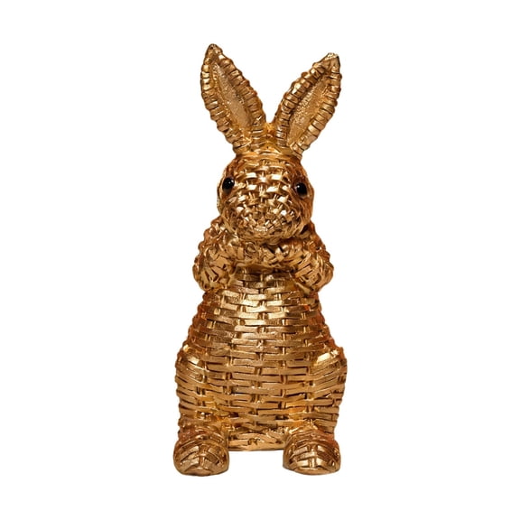 Rattan Bunny Figurines Easter Decorations, Resin Rabbit Statues with Rattan Effect for Spring Easter Party, Table Centerpiece Home Farmhouse Decor & Indoor Gift Set