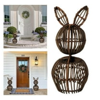 Rattan Bunny, Wicker Bunny, Wicker Easter Bunny Decor, Rattan Bunny Outdoor, Rattan Wicker Easter Bunny, Rattan Bunnies, Wicker Bunny Topiary for Home Porch Easter Decoration Outdoor/Indoor B