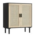 thumbnail image 1 of Rattan Cabinet, Rattan Storage Cabinet 31.5inch with 2 Magnetic Doors and Adjustable Shelves, Sideboard Buffet Cabinet for Hallway, Entryway, Living Room, or Kitchen, Black, 1 of 7