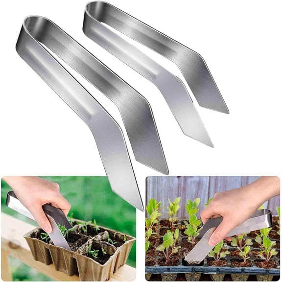 Seedling Transplant Pliers Stainless Steel Gardening Tongs with Grasp Tips for Easy Root