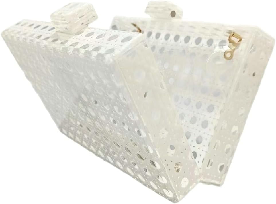 Rattan Clutch Purses Women Summer Straw Beach Bag Woven Rattan Acrylic Evening Bag Crossbody Shoulder Chain Purse