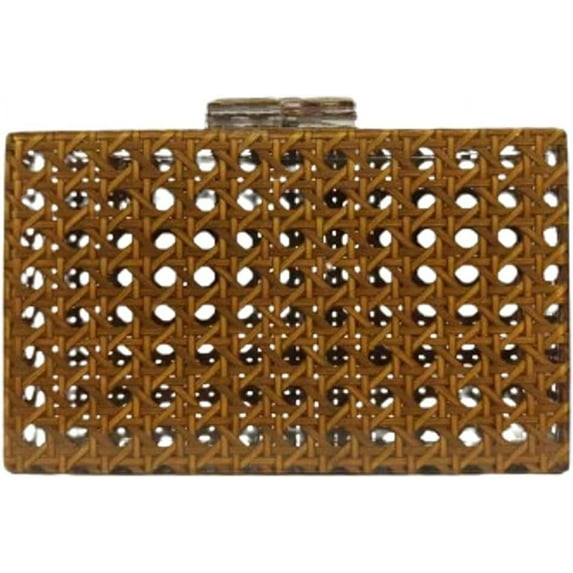 Rattan Clutch Purses Women Summer Straw Beach Bag Woven Rattan Acrylic Evening Bag Crossbody Shoulder Chain Purse