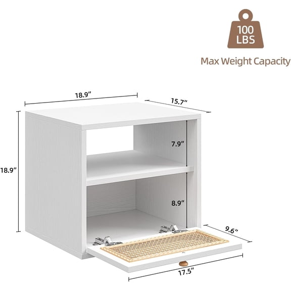 Rattan Console Table,Entryway Table,TV Stand, Boho Wooden Storage Organizer Entrance Console Sofa Table,Nightstands for Living Room, Study Room, Entryway,White