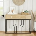 thumbnail image 1 of Rattan Console Table, Sofa Tables Narrow Entryway Table with Drawer and Storage, 40 Behind Couch Table Hallway Table Wood Boho Desk Home Furniture for Living Room, Foyer, Bedroom, 1 of 9