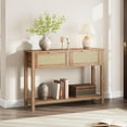thumbnail image 1 of Rattan Console Table for Entryway,Boho Sofa Table for Living Room, Console Table with 2 Drawers, Wood Entryway Table with Storage, 1 of 7