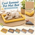thumbnail image 1 of Rattan Cooling Pet Bed,Medium Dog Bed Washable,Cooling Cat Bed,Dog Bed Washable Cover, Soft Printed Bolster Square Woven Rattan Summer Dog Cooling Nest for Hot Season Indoor Use, 1 of 6