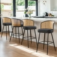 thumbnail image 1 of Rattan Counter Height Bar Stools Set 2 Modern 29"Faux Leather Barstools Counter Height Bar Stools with Cane Back Farmhouse Counter Stool for Kitchen Island Countertop Black, 1 of 11
