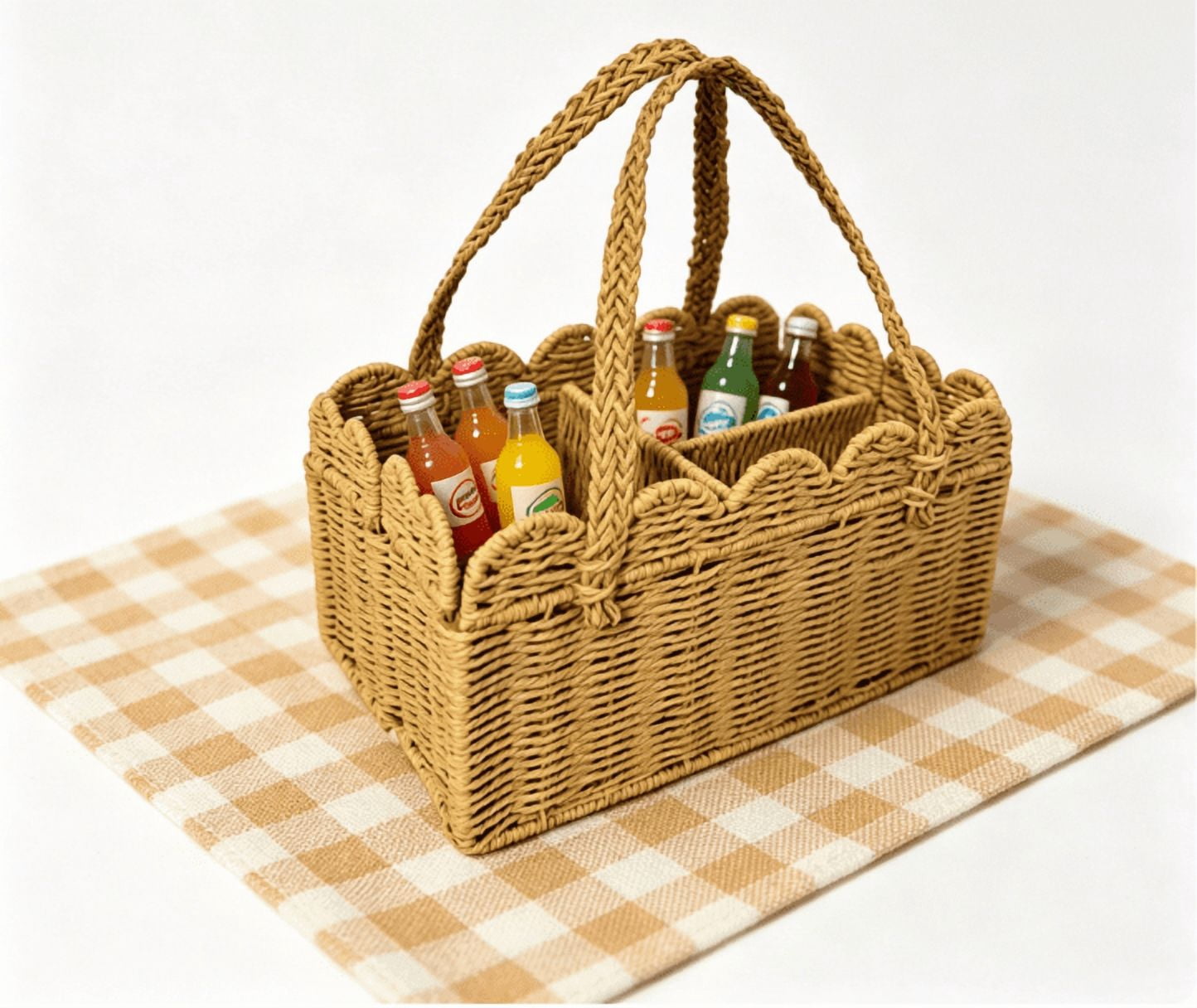 Rattan Diaper Caddy Organizer, Woven Paper Rope Storage Rattan Baskets Nursery with Removable Divider, Portable Car Organizer for Diapers, Shower Gifts, Essentials Must Haves