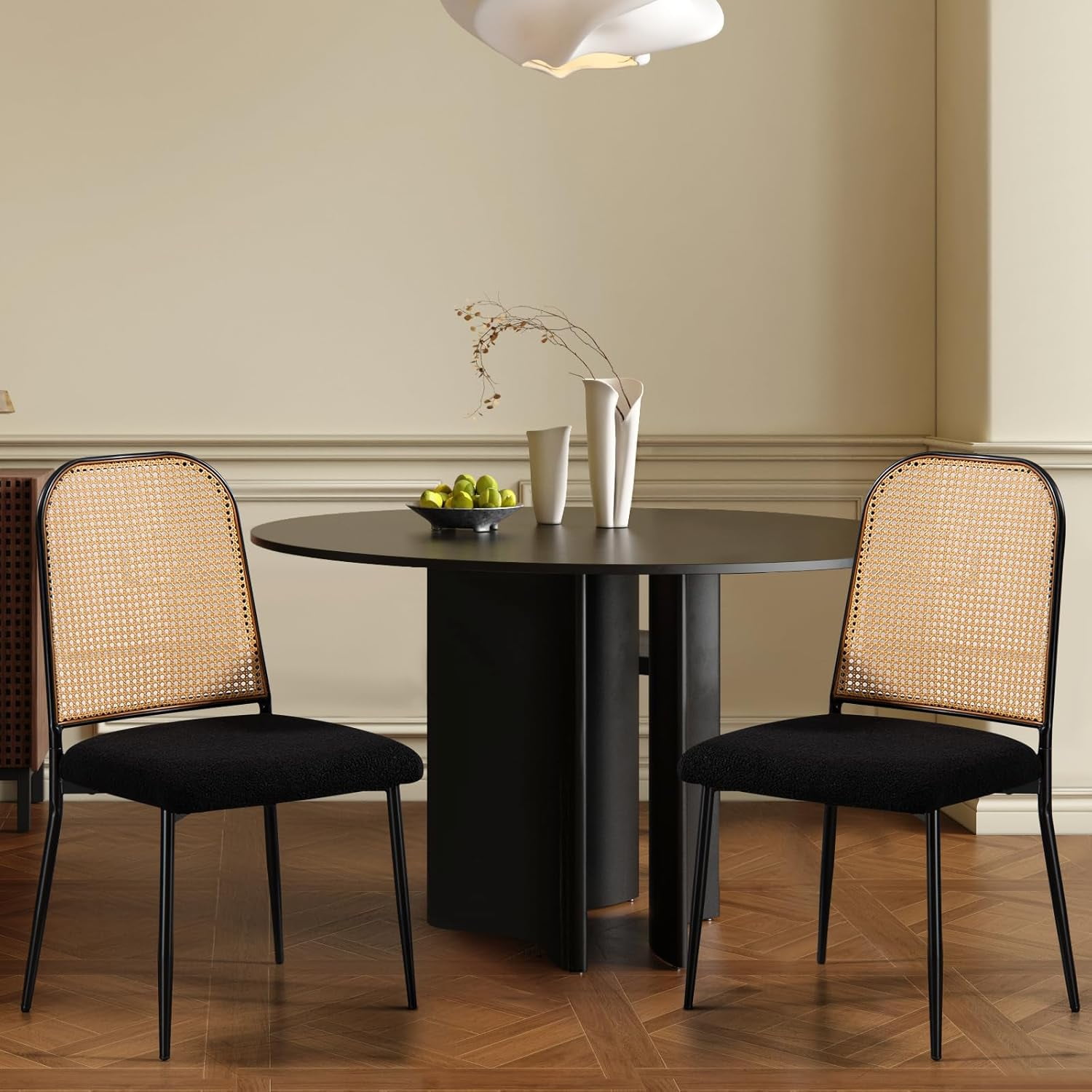 Rattan Dining Chairs Set of 2, Mid Century Modern Dining Chairs ...