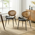 thumbnail image 1 of Rattan Dining Chairs Set of 2 Bentwood Leather Black Side Chair Home Kitchen Restaurant, 1 of 7