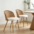 thumbnail image 1 of Dining Chairs Set of 2, LEGAHOME Farmhouse Rattan Dining Room Chairs with Rattan Backrest, Upholstered Kitchen Chairs Set of 2 with Cane Back & Metal Legs, Brown, 1 of 8