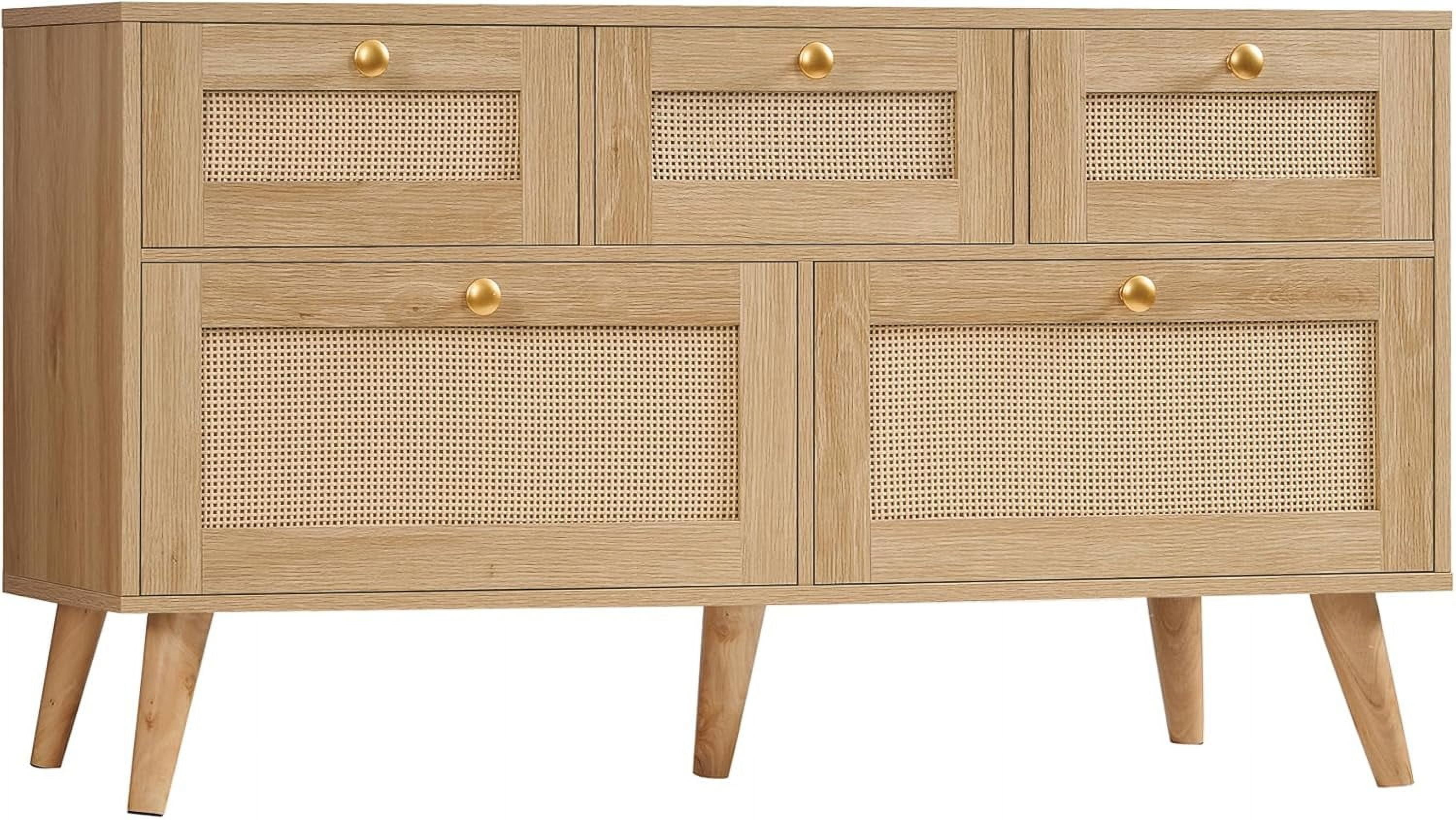 brafabhome Rattan 10-Drawer Dresser, Natural Wood Storage brafabhome Rattan 10-Drawer Dresser, Natural Wood Storage