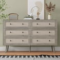 thumbnail image 1 of Rattan Dresser for Bedroom, Grey 6 Drawer Dressers & Chest of Drawers, Boho Dresser with Handles Wood Chests Storage Organizer Farmhouse Dressers for Closet, Hallway, Office, 1 of 13