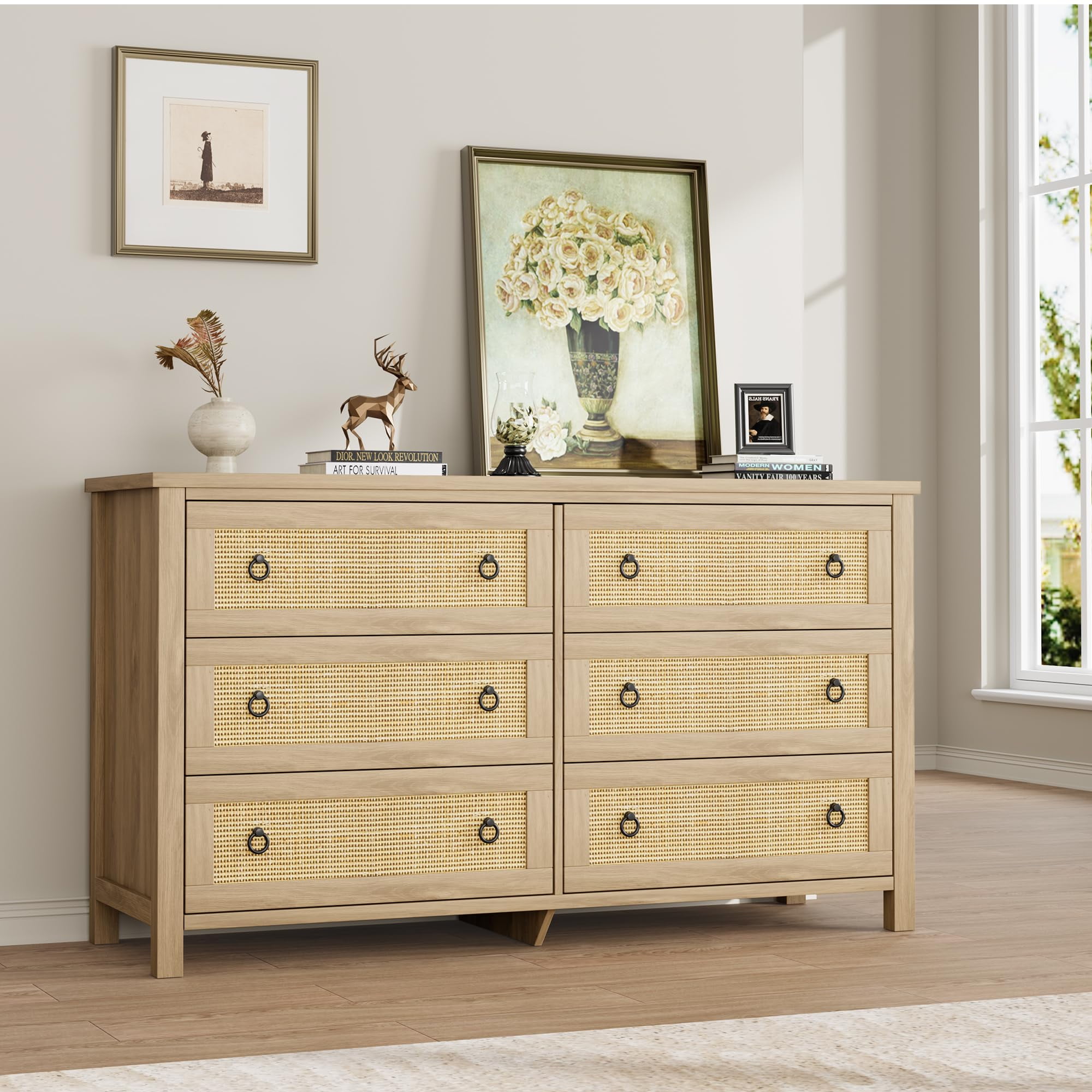 Rattan Dresser for Bedroom, Rattan Chest of Dressers, Modern Wooden — free download