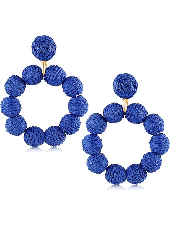 Rattan Earrings for Women Rattan Hoop Earrings Handmade Woven Straw Wicker Earrings Bohemian Statement Summer Beach Jewelry