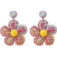 thumbnail image 1 of Rattan Earrings for Women Statement Boho Raffia Straw Wrapped Flower Drop Dangle Earrings Summer Tropical Beach Jewelry, 1 of 4