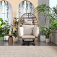 thumbnail image 1 of Rattan Egg Chair with Thickened Cushions, Outdoor Swivel Chair with Rocking Function, Oversized Wicker Egg Chair for Balcony Poolside Garden, 350lbs Capacity, 1 of 8